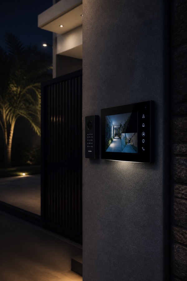 Wall-mounted video intercom monitor and entrance station installation